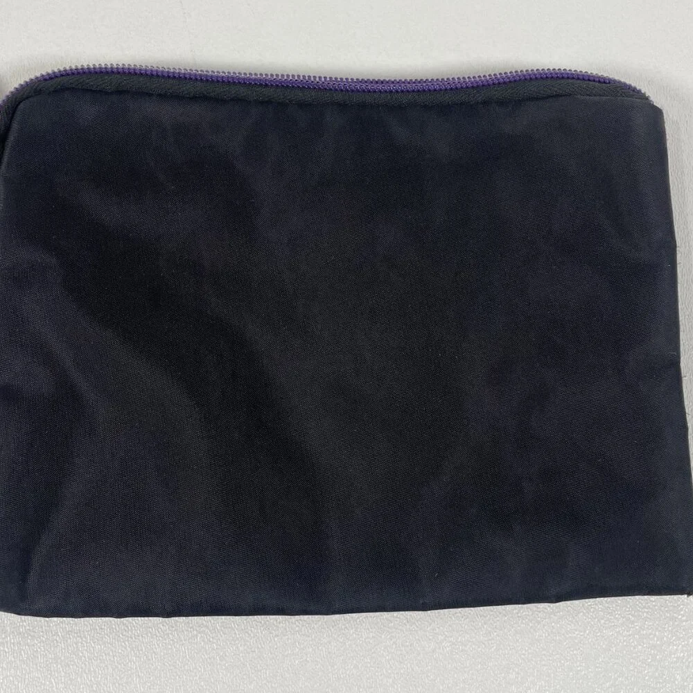 TUMI Black Nylon Zippered Pouch with‎ Purple Lining, Travel Organizer